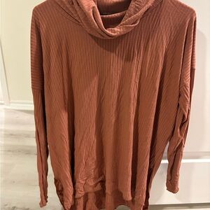 Forever 21 Terracotta Ribbed Cowl Neck Top
